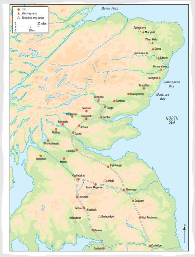 Кампания Агриколы на территории современной Шотландии и карта римских лагерей в 79–84 годах - Кельты в Британии | Военно-исторический портал Warspot.ru