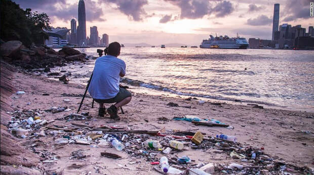 Снова Гонконг. На живописных пляжах валяются кучи твердого человеческого мусора. животные, климат, природа