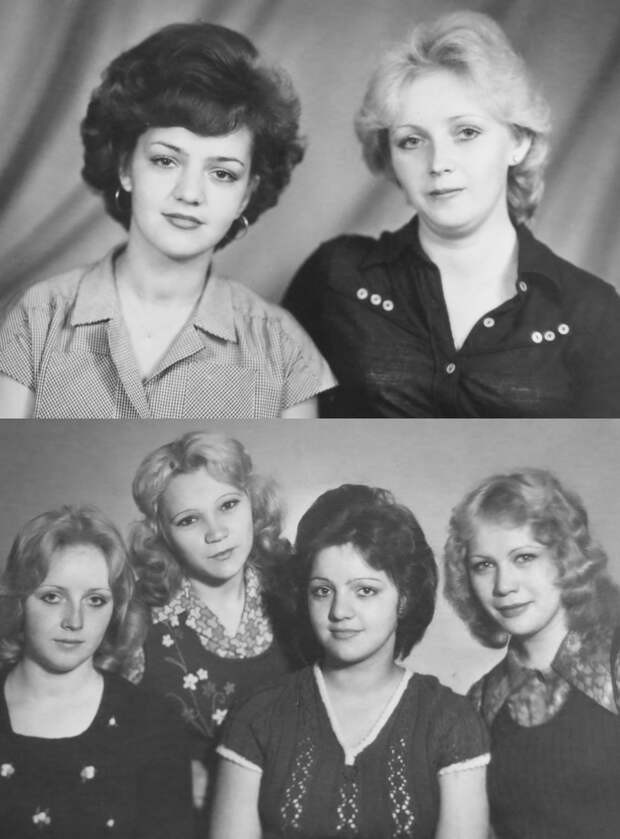 Советские девушки на старой фотографии ушедшей эпохи