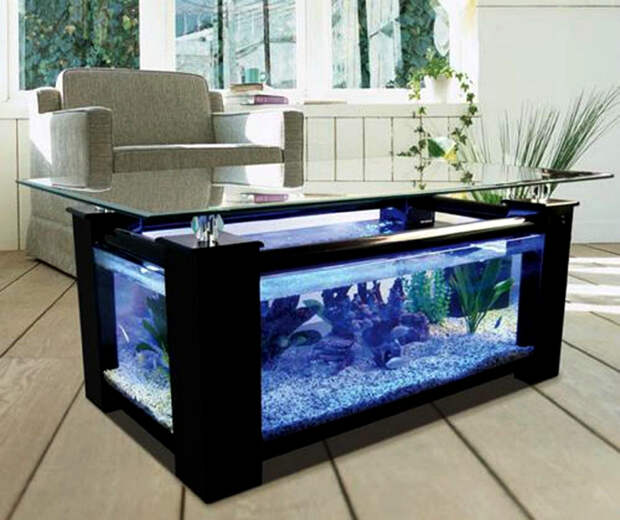 Журнальный столик с аквариумом. | Фото: bedroom ideas.