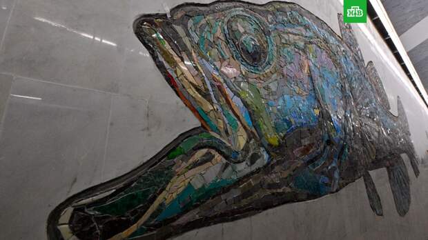 На станции «Нагатинский Затон» на БКЛ начали монтировать мозаичные панно с рыбами