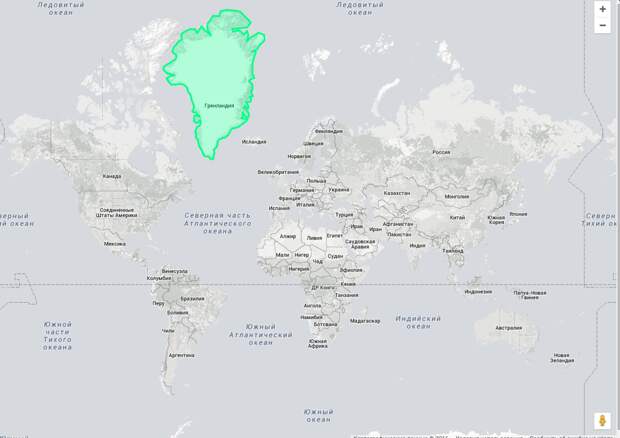 Гренландия кажется просто огромной Размеры, картография, карты, проекция, страны
