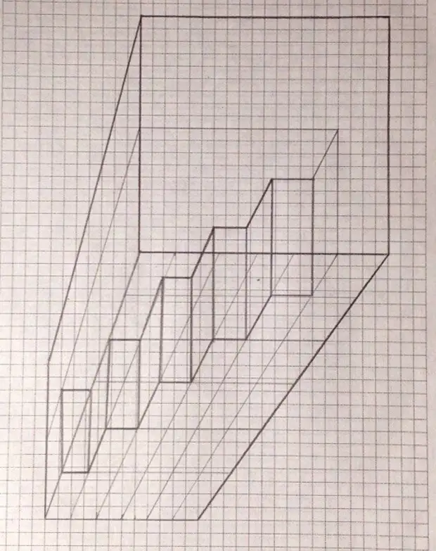 Рисунки 3д на бумаге в клетку поэтапно