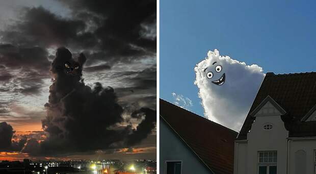 Художник каждый день превращает облака в забавных мультяшных персонажей: 18 фото