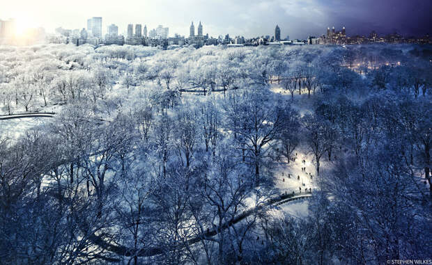 7. Снег в Центральном парке, Нью-Йорк