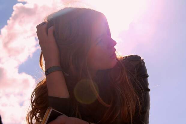 sky, person, woman