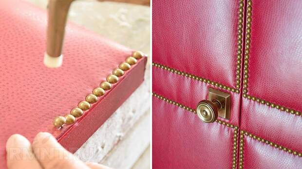 Обивка двери декоративными гвоздиками