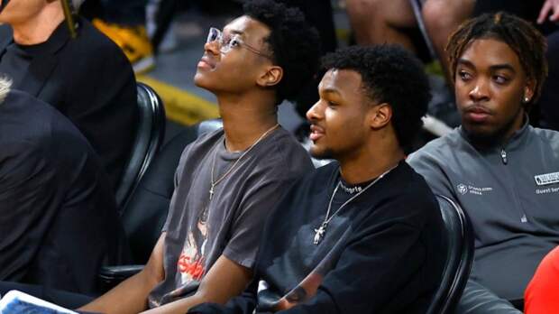 Bronny James at a Lakers game