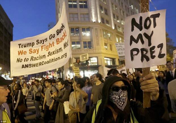 В Сан-Франциско на улицы вышли студенты местных университетов Трамп, анти трамп, протесты против трампа