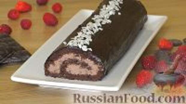 Фото к рецепту: Чешский шоколадный рулет с масляным кремом Фото к рецепту: Чешский шоколадный рулет с масляным кремом