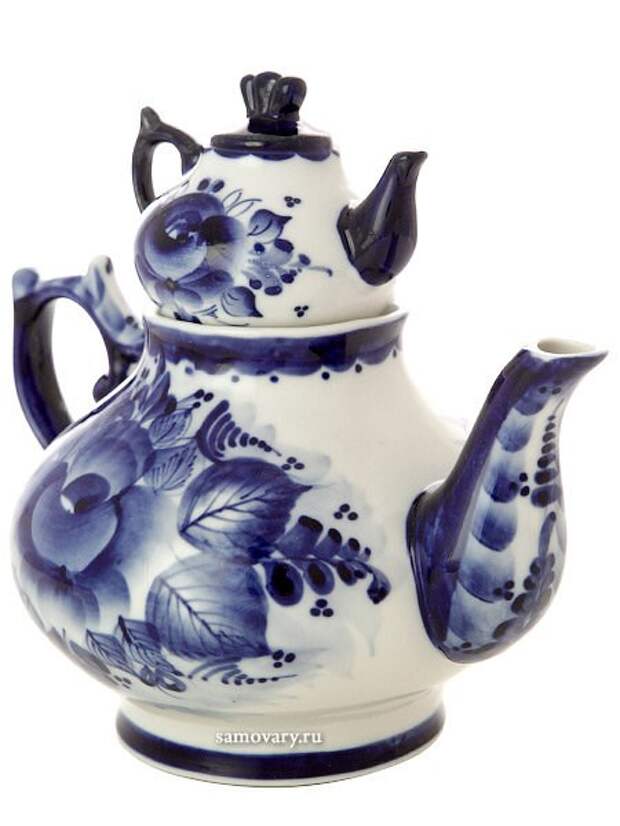 Заварочный керамический чайник-самовар с росписью &quot;Гжель&quot;: лучшая цена и  магазины, где купить