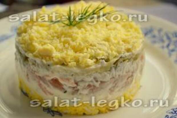 Салат с семгой и маринованными огурцами: рецепт с фото, очень вкусный