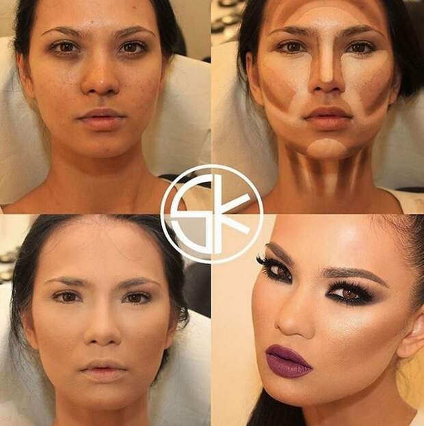 9. Контурирование шеи до и после макияжа, контуринг, макияж