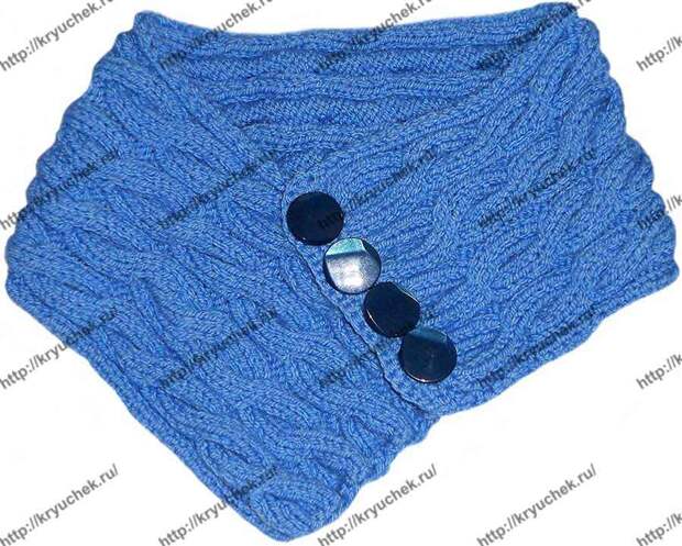 Пример связанного спицами шарфа – воротника «Синий иней» (1-ый вид)