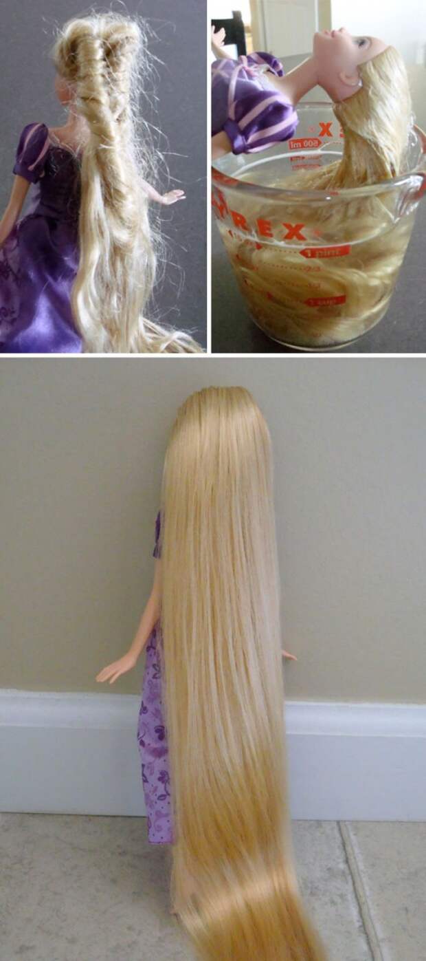 Detangle Doll's Hair With Dish Soap And Hair Conditioner