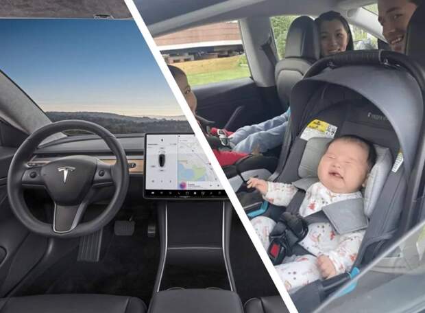 Девушка начала рожать ребенка на переднем сидении машины в движении, пока ей управлял автопилот и это первый случай в мире