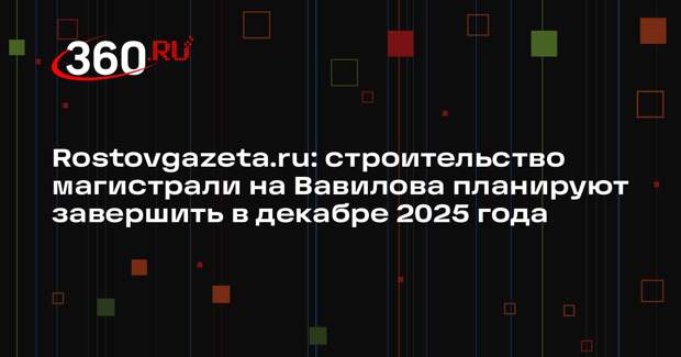 Rostovgazeta.ru: строительство магистрали на Вавилова планируют завершить в декабре 2025 года