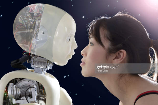 Woman and robot Woman and robot