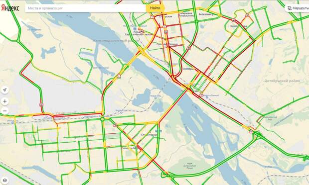 Пробки в новосибирске на данный момент карта