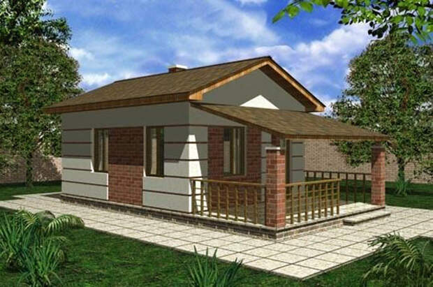 баня с верандой из кирпича