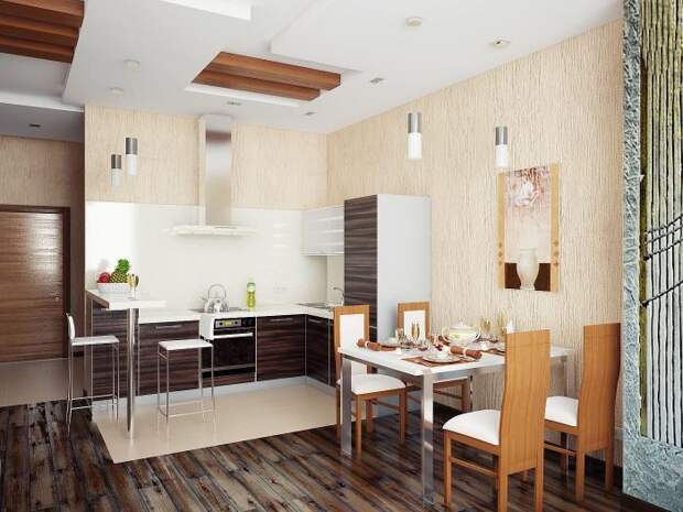 Дизайн кухни-гостиной 52