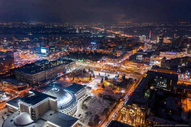 Зимний Новосибирск, вечерний город