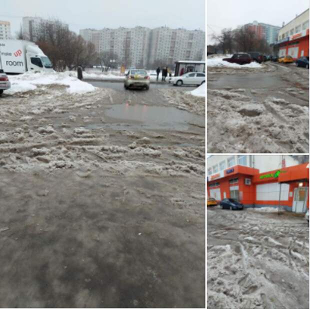 Образовавшуюся после таяния снега жижу вывезут с Ясного проезда