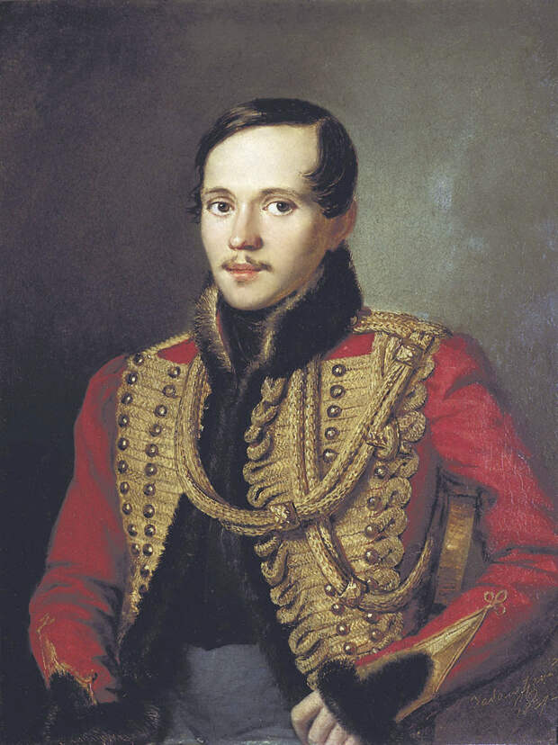 4. Лермонтов в ментике лейб-гвардии Гусарского полка (1837 год). Выполнен по заказу Е.А. Арсеньевой П.Е. Заболотским.jpg