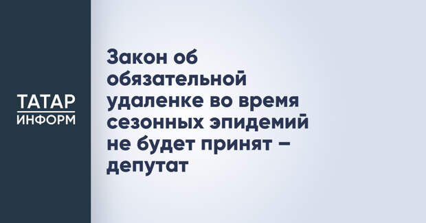 Закон об обязательной удаленке во время сезонных эпидемий не будет принят – депутат