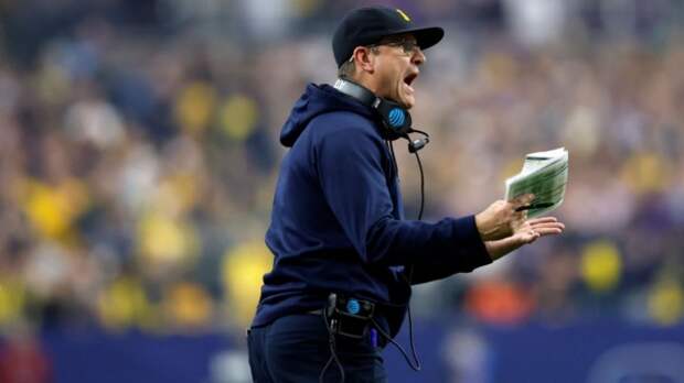 Michigan's Jim Harbaugh coaching