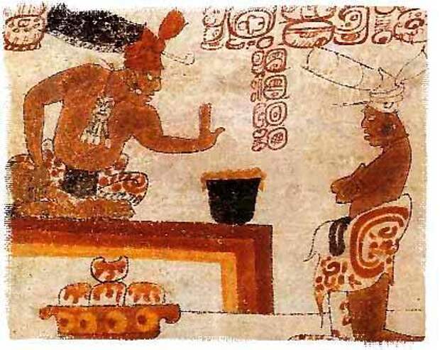 Жрец майя запрещает простолюдину дотрагиваться до напитка из какао