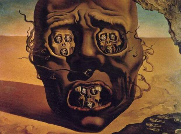 Сальвадор Дали, "Лицо войны", 1940 г. живопись, искусство, необычные картины