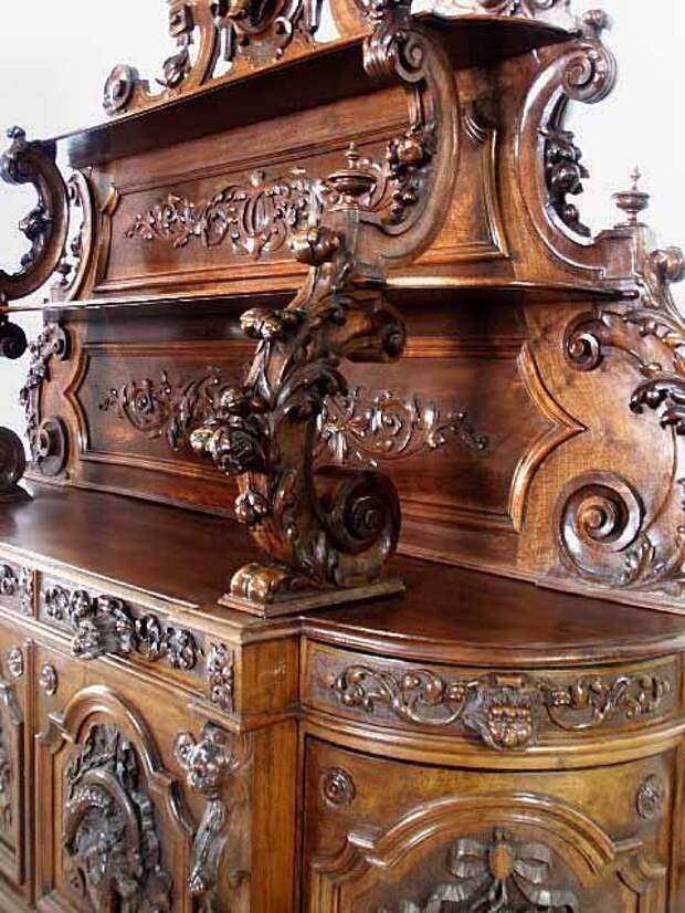 Monumental Carved Victorian Sideboard by Alexander Roux NYC