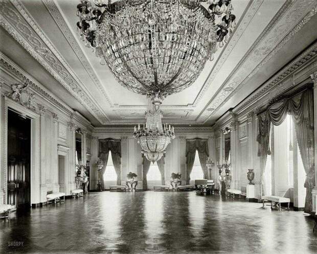 Так выглядел восточный зал для приема гостей в Белом доме, США, 1910 год. история, ретро, фото