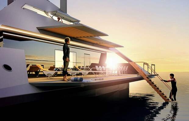 Tetrahedron Super Yacht. Палуба.