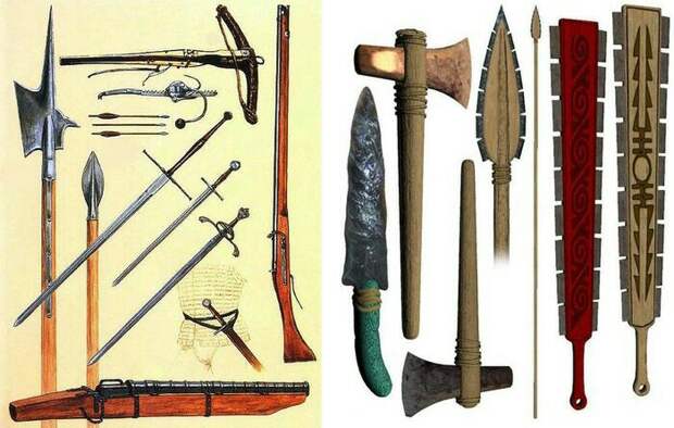 В отличие от европейцев, индейцы пользовались оружием из камня и дерева. /Фото: topwar.ru