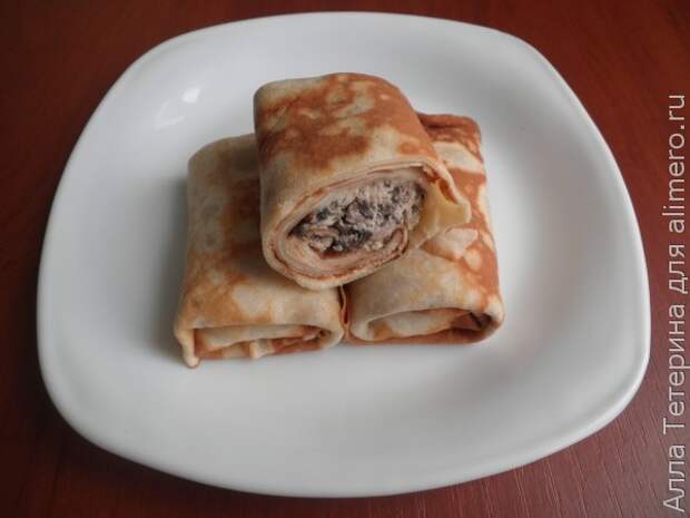Блинчики с курицей и грибами Блинчики с курицей и грибами