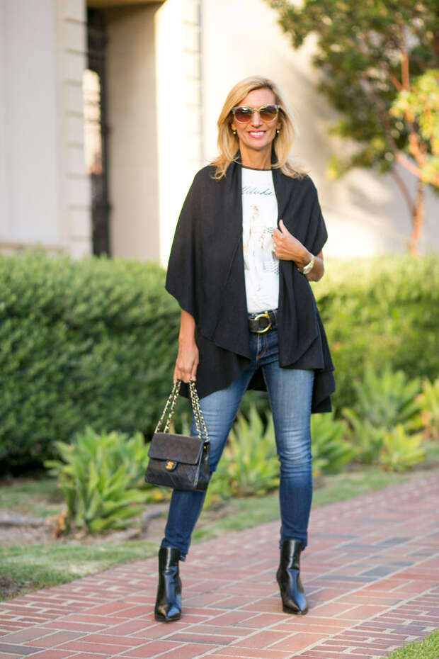womens black cape vest