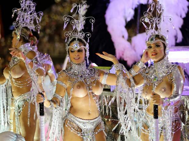 Performers from the Grande Rio samba school, during the first night of Carnival in Rio, on March 2, 
