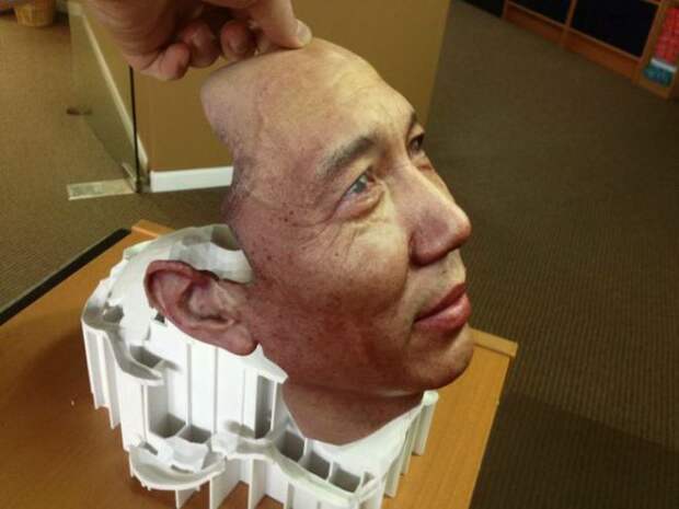 Лицо человека, распечатанное на 3D-принтере