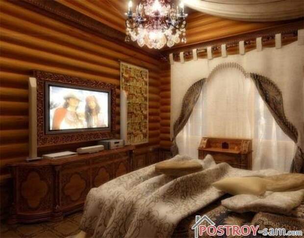 Красивая спальня с телевизором