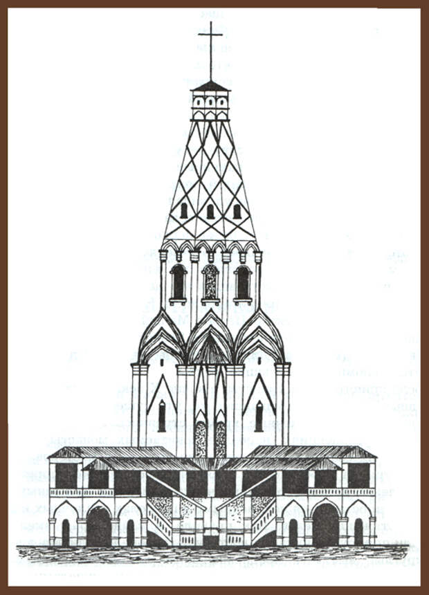 Церковь вознесения в коломенском рисунок карандашом