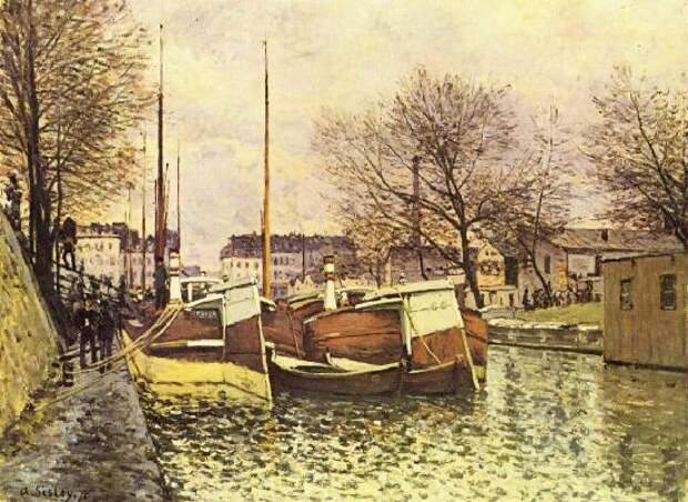 Альфред Сислей - Лодки на канале Сен-Мартен в Париже