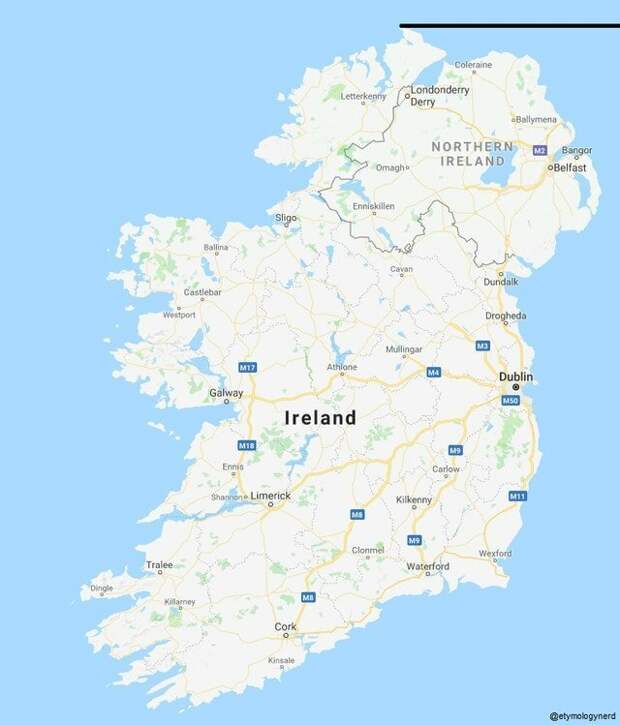16. Забавный факт: чисто географически Ирландия находится севернее, чем Северная Ирландия в мире, интересно, карта, познавательно, фото