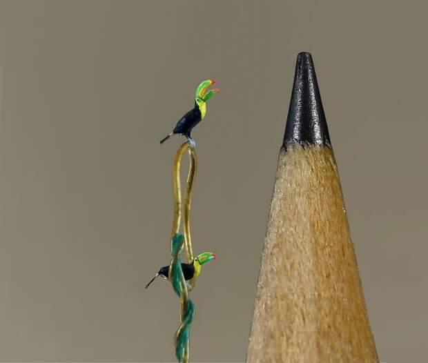 Мини-туканы красота, миниатюра, необычное, птицы, скульптура