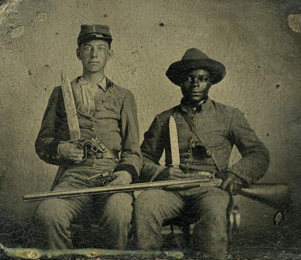 Сержант Чендлер и его раб Силас, армия Конфедерации