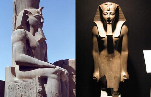 Статуи Тутмоса II и Тутмоса III.