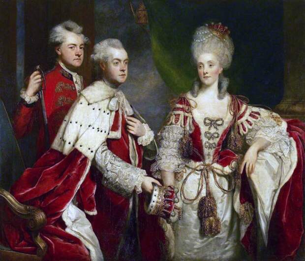 Джордж, 2-й граф Харкорт, со своей супругой Элизабет и братом Уильямом, Джошуа Рейнольдс, 1780. (сс) Wikimedia Commons