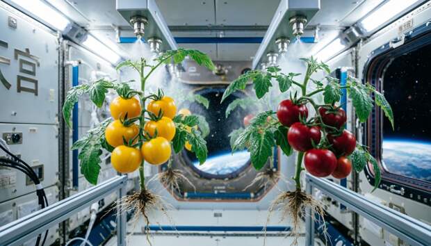 Тайконавты собирают урожай томатов