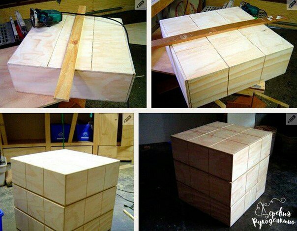 Тумбочка в виде кубика Рубика (diy)